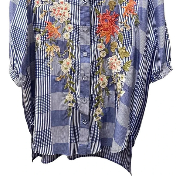 Johnny Was Nalina Silk Oversized Weekend Tunic Plaid Top - Picture 7 of 16